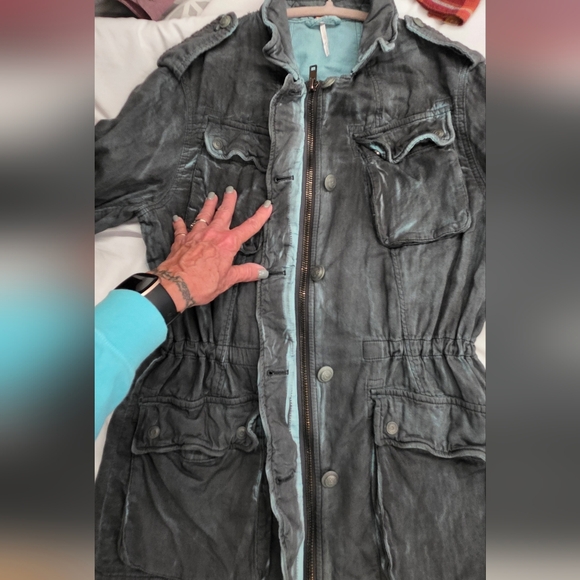 Free People Twill We Meet Again Utility Jacket Size: Small Like New - Picture 3 of 14
